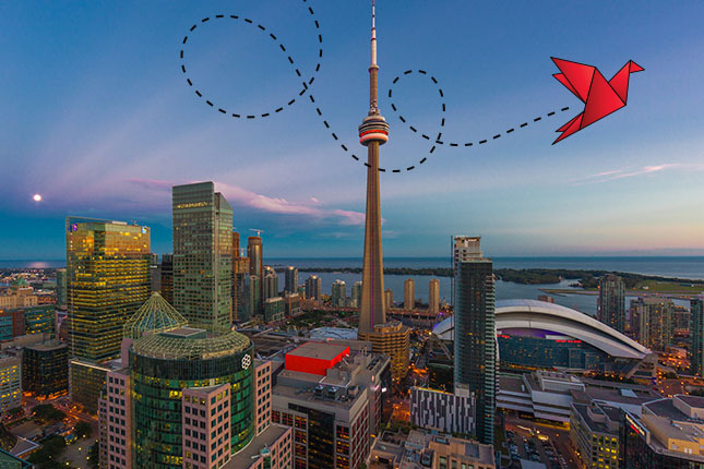 toronto skyline with send off logo