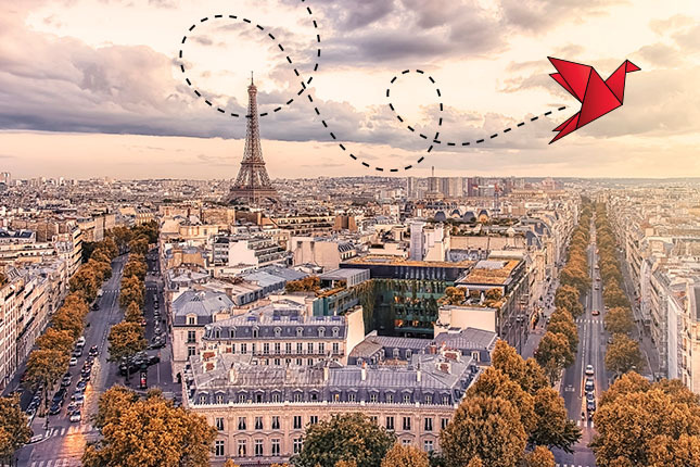 paris skyline with send off logo
